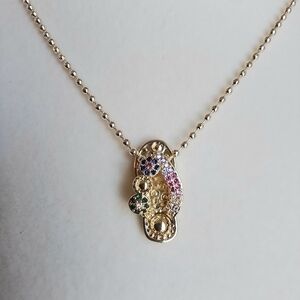 Gold and Multicolor Flip Flop Pendant Necklace